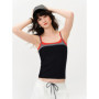 FSLE 2026 Summer Women Color Block Contrast Trim Cami Top, Navy Slim Fit Cropped Vest for Y2K Daily Layering Style Chic Hot Girl