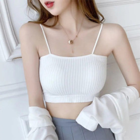 Fashion Slim Women Tank Top Bra Korean Version Tube Top Underwear Polyester Fiber Breathable Tank Top