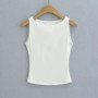 Summer women's double-layer boat neck soft slim solid color vest