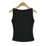 Summer women's double-layer boat neck soft slim solid color vest