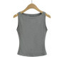 Summer women's double-layer boat neck soft slim solid color vest