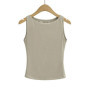Summer women's double-layer boat neck soft slim solid color vest