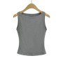 Summer women's double-layer boat neck soft slim solid color vest