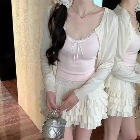 HOT Women camisole Women's Sexy Lace Top Tankvest Inner Wear Sweet Style Short Top Lace Strap Vest with Padded Basic Tank Top