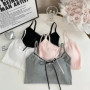 HOT Women camisole Women's Sexy Lace Top Tankvest Inner Wear Sweet Style Short Top Lace Strap Vest with Padded Basic Tank Top