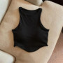 Summer Women Tank Tops Camisole With Padded Bra Solid Color Sexy Off Shoulder O Neck Elastic Sport Vest Push Up Base Shirt