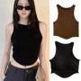 Summer Women Tank Tops Camisole With Padded Bra Solid Color Sexy Off Shoulder O Neck Elastic Sport Vest Push Up Base Shirt