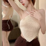 2024 New Sexy Backless Lace-up Hollow Hot Girl Slim-fit Knitted Camisole Short Top with Neck for Women