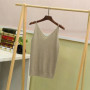 6 Colors Sleeveless Bright Silk Women Tank Tops Sexy Female Knitted V-Neck Camisole Club Girls Camis Thin Shiny Glitter Bling