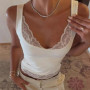 2026 New White Lace Knitted Camisole Vest for Women in Summer Sexy and Pure for Slimming Sleeveless Top