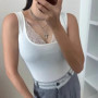2026 New White Lace Knitted Camisole Vest for Women in Summer Sexy and Pure for Slimming Sleeveless Top