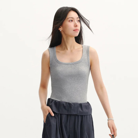 Semir Womens Tank Top 2026 Short U Neck Solid Cool Feeling Slim Basic Casual Versatile Daily Wear