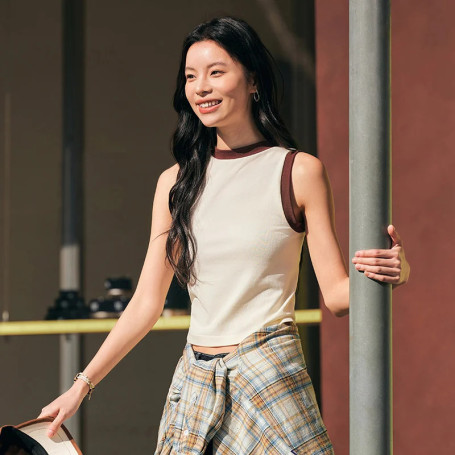 Semir Vest Women Color-blocking Round Neck Camisole Slim Fit Hot Girl Style Spring Inner Layer Wearable Outside Bottoming Shirt