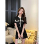 Aoi Summer Y2k White Lattice Fashion Two-Piece Set Women Socialite Elegant Relief Cardigan Tops+Empire Waist Shorts Skirt Suit