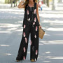 2023 Women 2 Piece Outfits Boho Casual Printed Vest Sleeveless Top Loose Wide Leg Pants Trousers Two Piece Set Elegant Suit