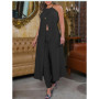 Summer Top Pants Set Fashion Femme Solid Casual Two Pieces Outfits Robe Woman Elegant High Slit Longline Halter Top Pants Sets