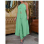 Summer Top Pants Set Fashion Femme Solid Casual Two Pieces Outfits Robe Woman Elegant High Slit Longline Halter Top Pants Sets