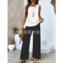 Elegant Print Square Collar Top Wide Leg Pants 2-piece Set 2025 New Women's Sleeveless Double-layer Vest Pants Set Woman summer