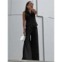 Fashionable And Comfortable Casual Vest Vest Wide-leg Trousers Two-piece Set Women's Simple Solid Color Temperament Trousers Set