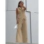 Fashionable And Comfortable Casual Vest Vest Wide-leg Trousers Two-piece Set Women's Simple Solid Color Temperament Trousers Set