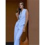 Fashionable And Comfortable Casual Vest Vest Wide-leg Trousers Two-piece Set Women's Simple Solid Color Temperament Trousers Set