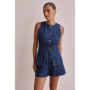 2025 Summer New Retro Elegant Commuter Denim Suit Sleeveless Top + Shorts Round Neck Fashionable Two-piece Set