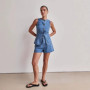 2025 Summer New Retro Elegant Commuter Denim Suit Sleeveless Top + Shorts Round Neck Fashionable Two-piece Set