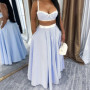 Women's Set with Camisole Vest, Lace Patchwork High Waisted Striped Skirt, Two-piece Set for Summer 2025