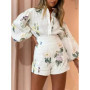 Women's Comfortable Casual Temperament Set Spring And Summer Fashion Long-sleeved Lapel Shirt High-waisted Shorts Two-piece Sets