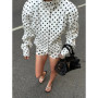 Fashion Polka Dot Shorts 2-piece Sets Women Casual Zipper High Neck Top High Waist Short Pants Set 2026 Lady Daily Street Outfit