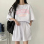 Casual Sporty Plus Size Women's Cotton Suits Summer 2025 New Round Neck Short Sleeve 3 Color Two Piece Set Shorts Outfitness