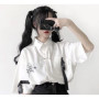 Japanese Two Piece Set for Women Short Sleeve White Shirt Wide Leg Overalls Shorts Suit Roupas Femme Fashion Summer Y2k Sets