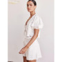 Clacive Sexy Loose White Cotton 2 Piece Sets Women Outfit 2025 Summer Short Sleeve Shirt With High Waist Shorts Set Streetwear
