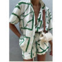 Fashion Casual Printed Two Piece Set Women Summer Comfort Holiday Color Colorful Button Short Sleeves Shirts And Shorts 2 Sets