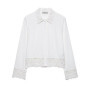 HH Women Shorts Suit Chic Crochet Hollow Long Sleeves Single-Breasted Lapel White Shirt Top+High Waist Casual Loose Shorts