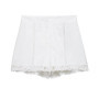 HH Women Shorts Suit Chic Crochet Hollow Long Sleeves Single-Breasted Lapel White Shirt Top+High Waist Casual Loose Shorts