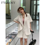 Korean Loose 2 Piece Women Short Set with Blazer Summer 2025 Thin Short-sleeved Blazers + Shorts Casual Office Ladies Suits
