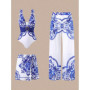 2025 Fashionable Trendy Women's Swimsuit Three Piece Set Sexy One Piece with Pants And Short Skirt Ensemble for Women