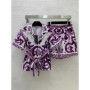 High-grade purple blue-and-white porcelain printed shirt summer new women's two-piece pants high waist shorts fashion home suit