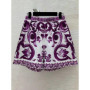 High-grade purple blue-and-white porcelain printed shirt summer new women's two-piece pants high waist shorts fashion home suit