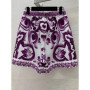 High-grade purple blue-and-white porcelain printed shirt summer new women's two-piece pants high waist shorts fashion home suit