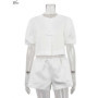Oymimi Elegant White Satin 2 Piece Sets Woman Outfit Fashion O-Neck Short Sleeve Button Shirts And High Waist Simple Shorts Sets