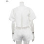 Oymimi Elegant White Satin 2 Piece Sets Woman Outfit Fashion O-Neck Short Sleeve Button Shirts And High Waist Simple Shorts Sets