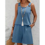 Womens Summer 2 Piece Outfits Lounge Matching Sets Two Piece Linen Shorts Crop Tops 2026Trendy Clothes VacationSet Shorts Sets