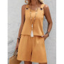 Womens Summer 2 Piece Outfits Lounge Matching Sets Two Piece Linen Shorts Crop Tops 2026Trendy Clothes VacationSet Shorts Sets