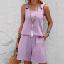 Womens Summer 2 Piece Outfits Lounge Matching Sets Two Piece Linen Shorts Crop Tops 2026Trendy Clothes VacationSet Shorts Sets