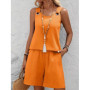 Womens Summer 2 Piece Outfits Lounge Matching Sets Two Piece Linen Shorts Crop Tops 2026Trendy Clothes VacationSet Shorts Sets