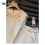 Olivegirl High-end Fashion T-shirt Beading Splicing Solid Top Women's Vacation Nail Bead Splicing Vest Short Casual Set