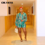 CM.YAYA Women's Set Full Sleeve Striped Print Shirt and Straight Shorts Suit 2024 Street Two 2 Piece Set Casual Outfit Tracksuit