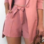 3Pcs Set Women Suit Office Lady Outfit Pockets Solid Color Summer Coat Shorts Vest Set Loose Jacket Business Dress Suit